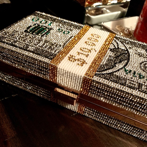 •Bank Roll Betty• Money Stacks Rhinestone Clutch - Picture 6 of 6
